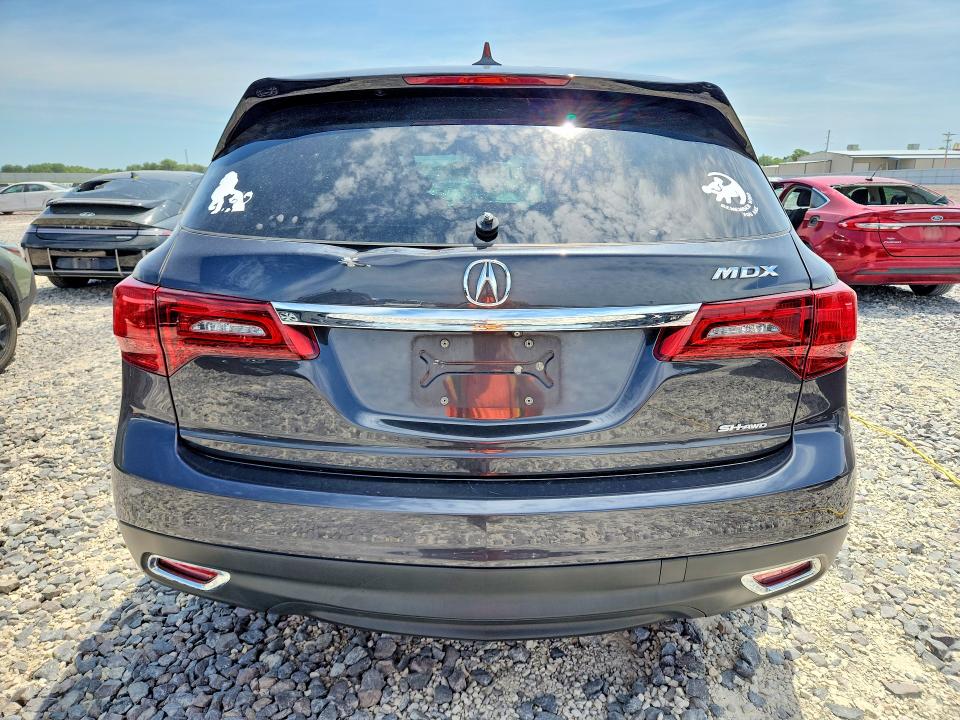 2016 Acura Mdx VIN 5FRYD4H66GB023963 COPART salvage auction — HAIL, Mo - Salvage Certificate Of Title, sold $6,000 on 2026-08-03 (photo 6)