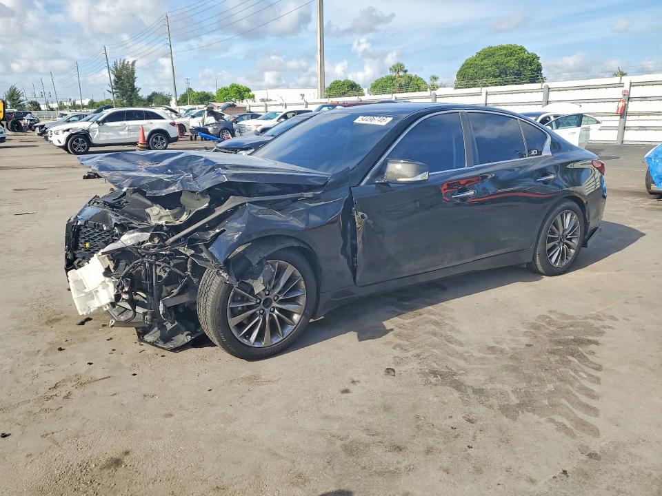 2020 Infiniti Q50 VIN JN1EV7AP9LM201424 COPART salvage auction — FRONT END, Fl - Cert Of Title Slvg Rebuildable, sold $1,800 on 2026-07-06 (photo 1)