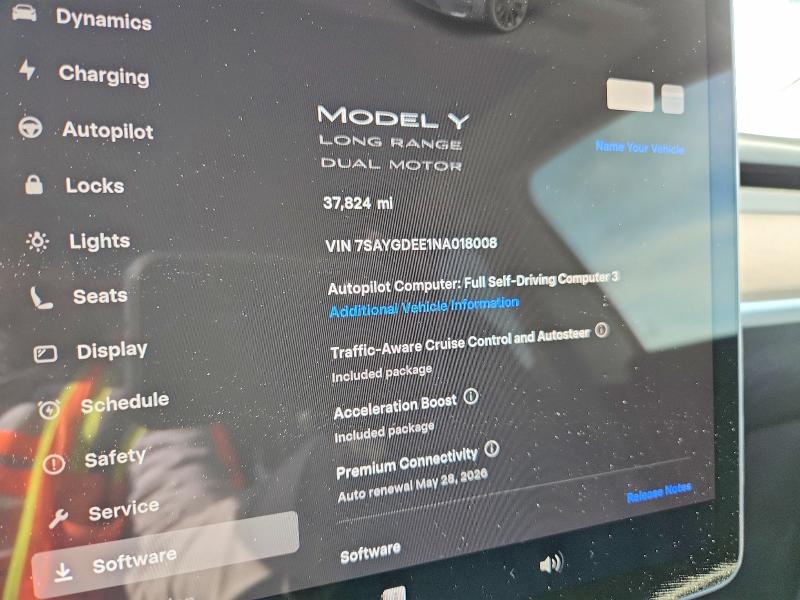 2022 Tesla VIN 7SAYGDEE1NA018008 COPART salvage auction — SIDE, Az - Cert Of Title - Salvage, sold $9,100 on 2026-07-17 (photo 9)