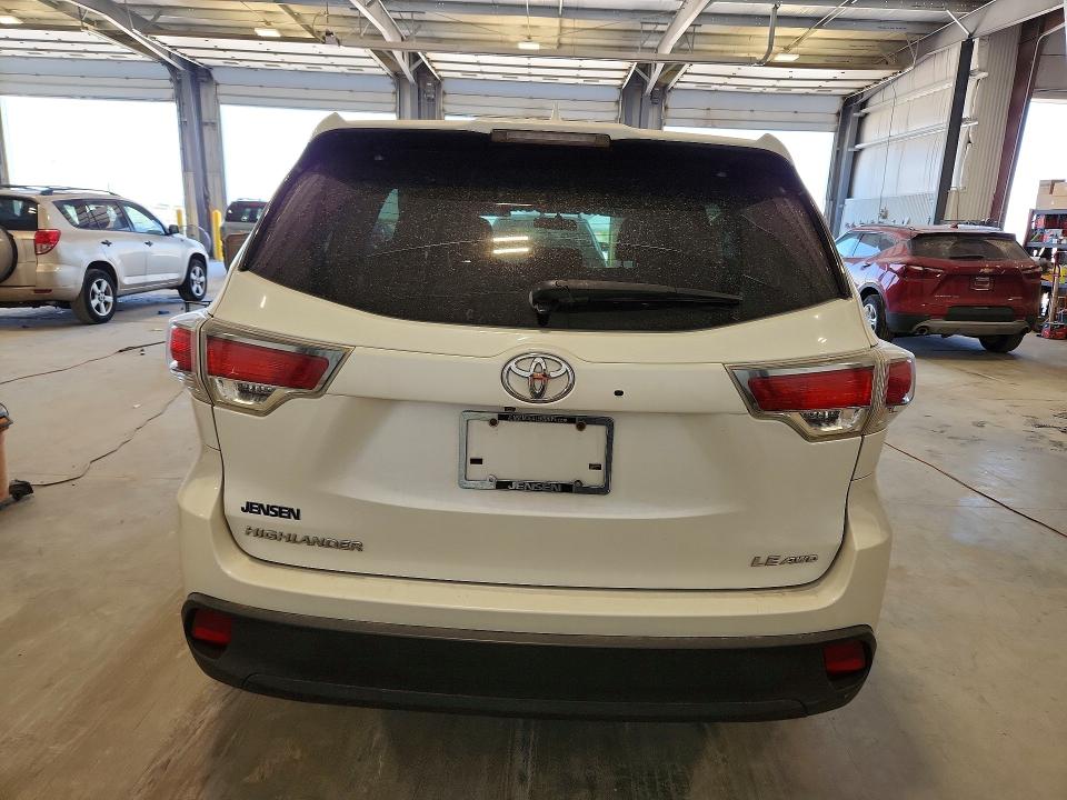 2016 Toyota Highlander VIN 5TDBKRFH9GS251160 COPART salvage auction — HAIL, Mn - Cert Of Title-Salvage, sold $5,800 on 2026-07-28 (photo 6)