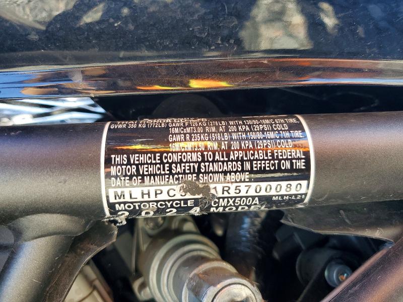 2024 Honda Cm VIN MLHPC5651R5700080 COPART salvage auction — VANDALISM, Ca - Salvage Certificate, sold $675 on 2026-07-16 (photo 8)