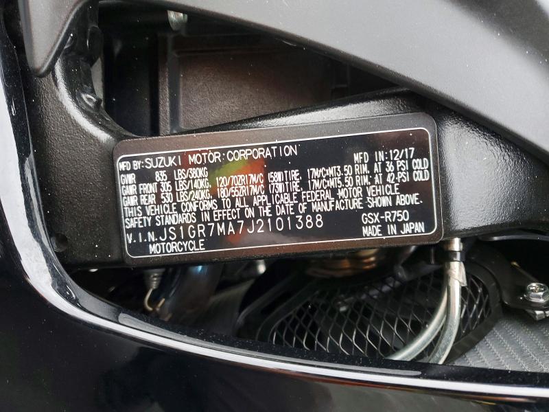 2018 Suzuki VIN JS1GR7MA7J2101388 COPART salvage auction — SIDE, Ca - Salvage Certificate, sold $2,800 on 2026-07-23 (photo 9)