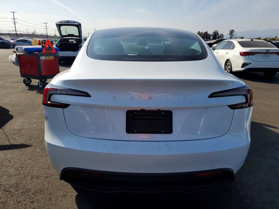 2025 Tesla Model 3 VIN 5YJ3E1EA1SF019344 COPART salvage auction — FRONT END, Ca - Salvage Certificate, sold $13,900 on 2026-07-27 (photo 6)
