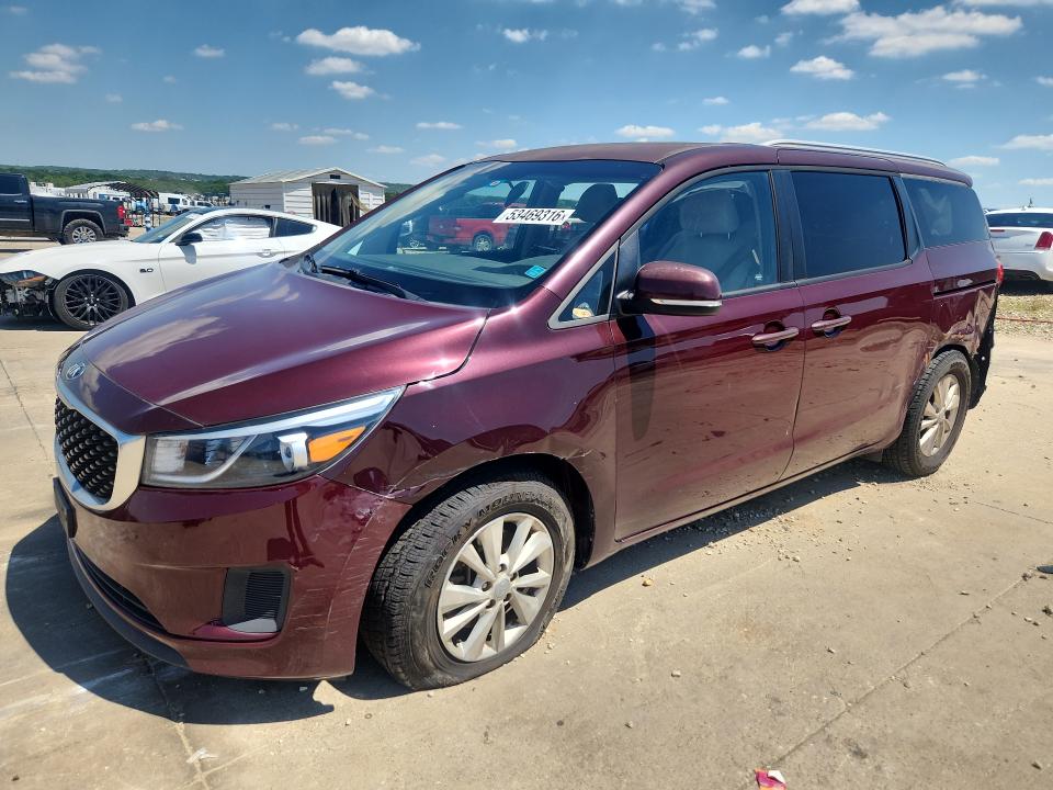2016 Kia SEDONA VIN KNDMB5C11G6128834 COPART salvage auction — REAR END, Tx - Salvage Vehicle Title, sold $975 on 2026-08-03 (photo 1)