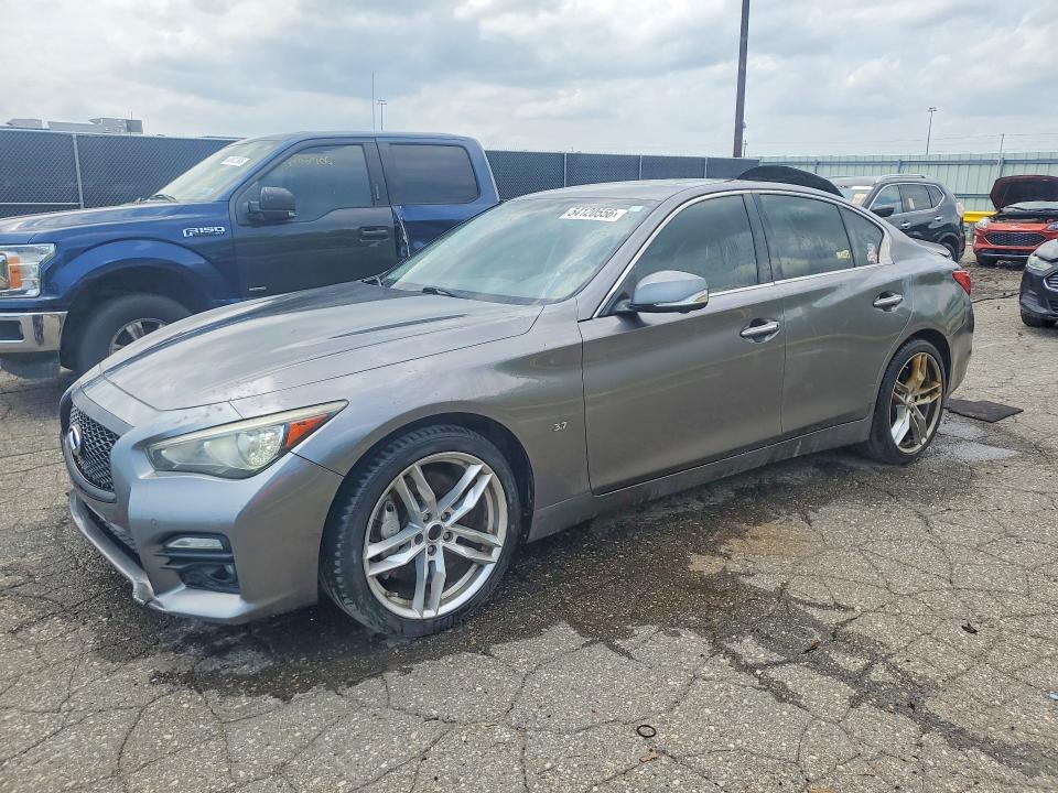 2015 Infiniti Q50 VIN JN1BV7AR9FM390035 COPART salvage auction — FRONT END, Mi - Certificate Of Title, sold $2,700 on 2026-07-10 (photo 1)