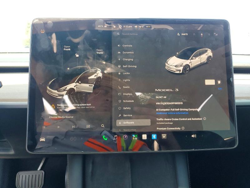 2023 Tesla Model 3 VIN 5YJ3E1EA0PF665515 COPART salvage auction — ALL OVER, CA - SALVAGE CERTIFICATE, sold $4,150 on 2026-07-16 (photo 9)