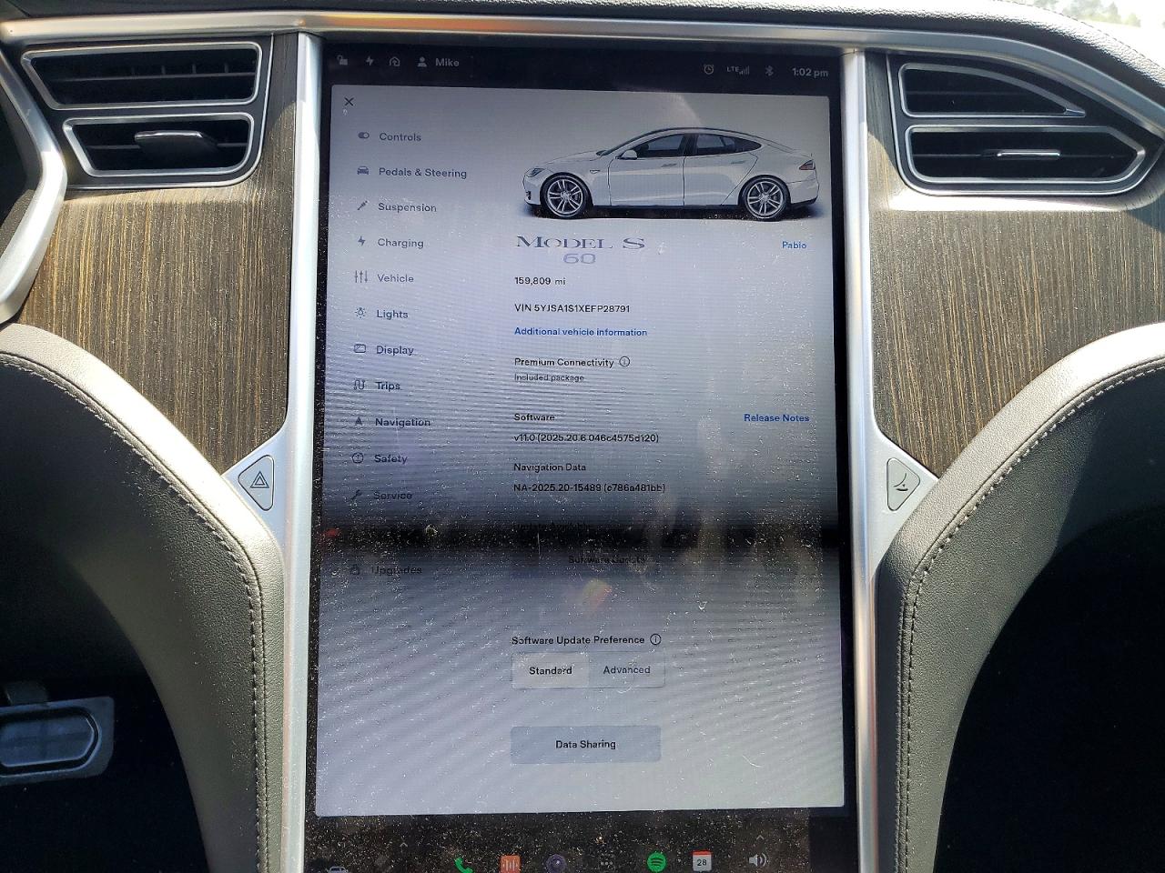 2014 Tesla Model S VIN 5YJSA1S1XEFP28791 COPART salvage auction — Front End, AZ - CERT OF TITLE - SALVAGE, sold $2,750 on 2026-10-02 (photo 9)
