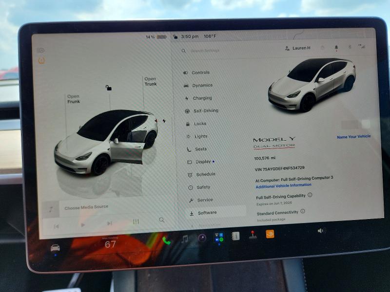 2022 Tesla Model y VIN 7SAYGDEF4NF534729 COPART salvage auction — HAIL, Tx - Certificate Of Title, sold $9,100 on 2026-08-28 (photo 9)