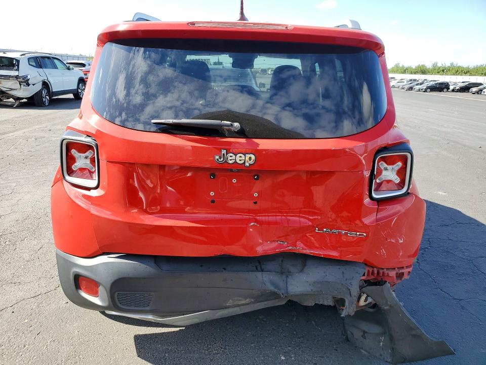 2016 Jeep Renegade VIN ZACCJADT9GPC93616 COPART salvage auction — REAR END, Ca - Salvage Certificate, sold $1,900 on 2026-07-09 (photo 6)