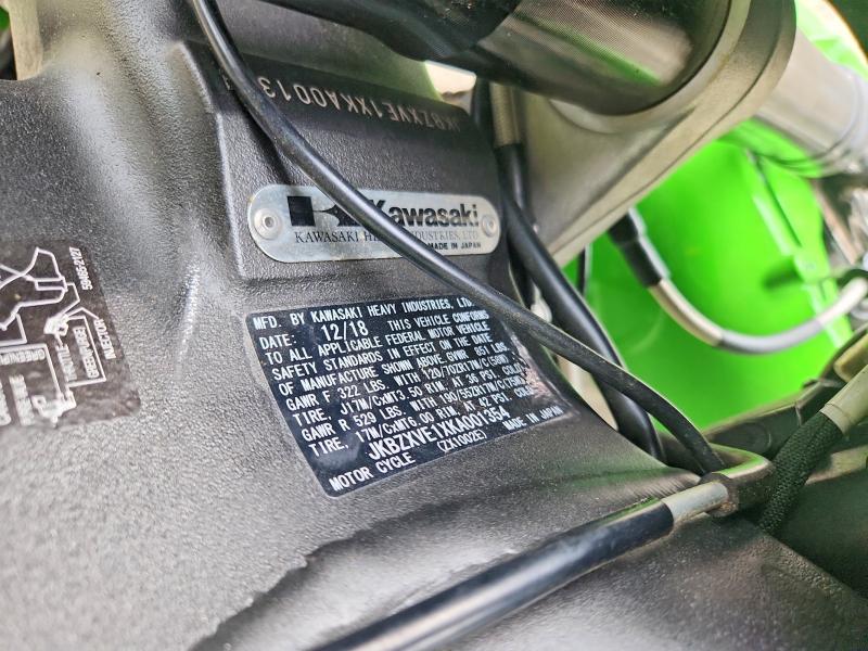 2019 Kawasaki Zx VIN JKBZXVE1XKA001354 COPART salvage auction — ROLLOVER, LA - CERT OF TITLE-SALVAGE, sold $275 on 2026-07-30 (photo 9)