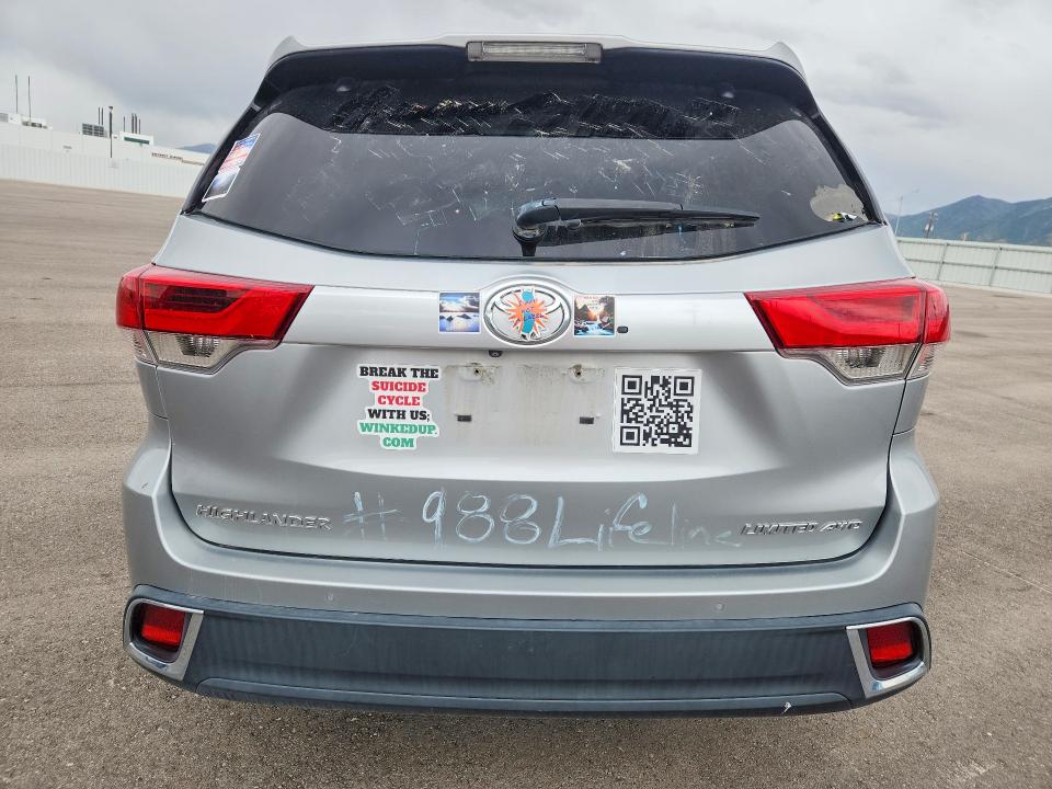 2018 Toyota Highlander VIN 5TDDZRFH7JS809020 COPART salvage auction — FRONT END, Ut - Salvage Certificate, sold $3,750 on 2026-07-17 (photo 6)