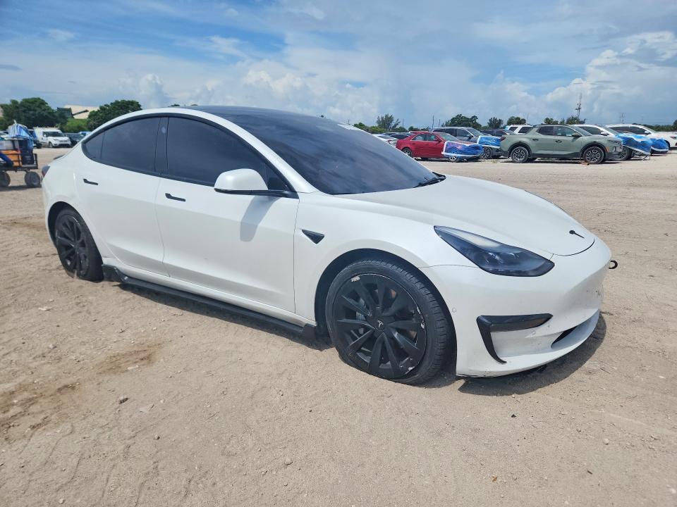 2022 Tesla Model 3 VIN 5YJ3E1EBXNF187030 COPART salvage auction — FRONT END, Fl - Certificate Of Destruction, sold $7,100 on 2026-07-14 (photo 4)
