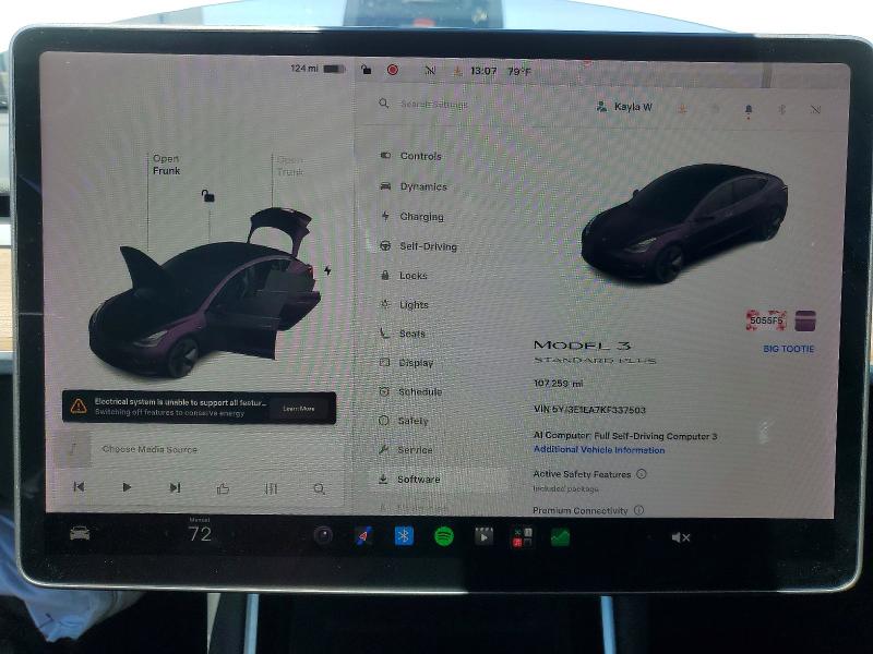 2019 Tesla Model 3 VIN 5YJ3E1EA7KF337503 COPART salvage auction — REAR END, Nv - Salvage Title, sold $1,700 on 2026-07-30 (photo 9)