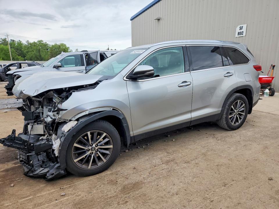 2019 Toyota Highlander VIN 5TDJZRFH3KS595132 COPART salvage auction — FRONT END, Wi - Junked Vehicle Bill Of Sale, sold $6,200 on 2026-07-06 (photo 1)