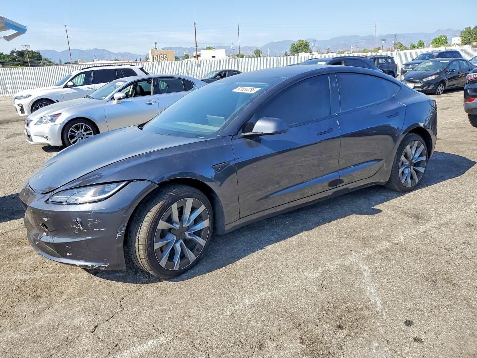 2025 Tesla VIN 5YJ3E1EA7SF004041 COPART salvage auction — FRONT END, Ca - Salvage Certificate, sold $13,400 on 2026-07-31 (photo 1)