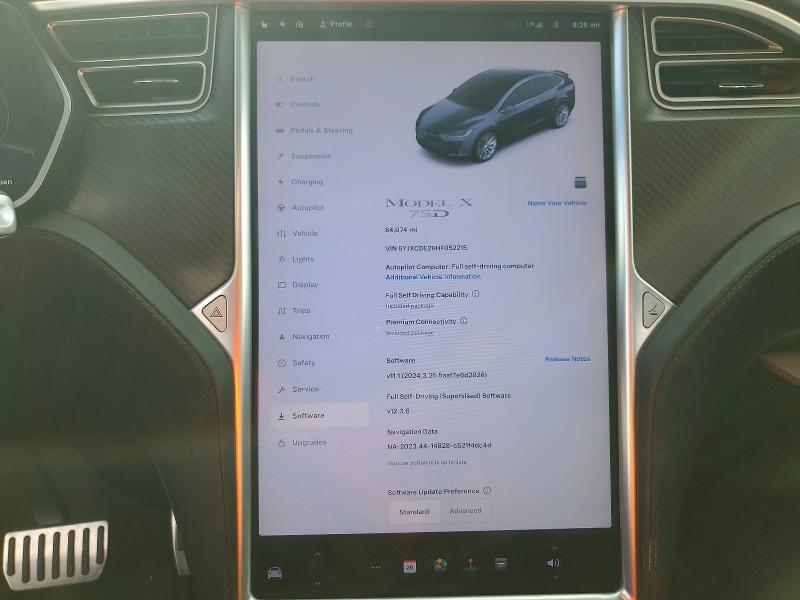 2017 Tesla Model x VIN 5YJXCDE29HF052215 COPART salvage auction — FRONT END, Fl - Certificate Of Title (P), sold $9,300 on 2026-07-21 (photo 9)