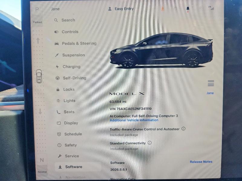 2022 Tesla VIN 7SAXCAE52NF341119 COPART salvage auction — SIDE, Al - Cert Of Title-Salvage Title, sold $17,300 on 2026-07-08 (photo 9)