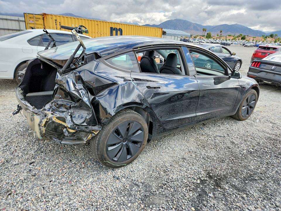 2025 Tesla VIN 5YJ3E1EA2SF018915 COPART salvage auction — REAR END, Ca - Salvage Certificate, sold $11,300 on 2026-07-22 (photo 3)