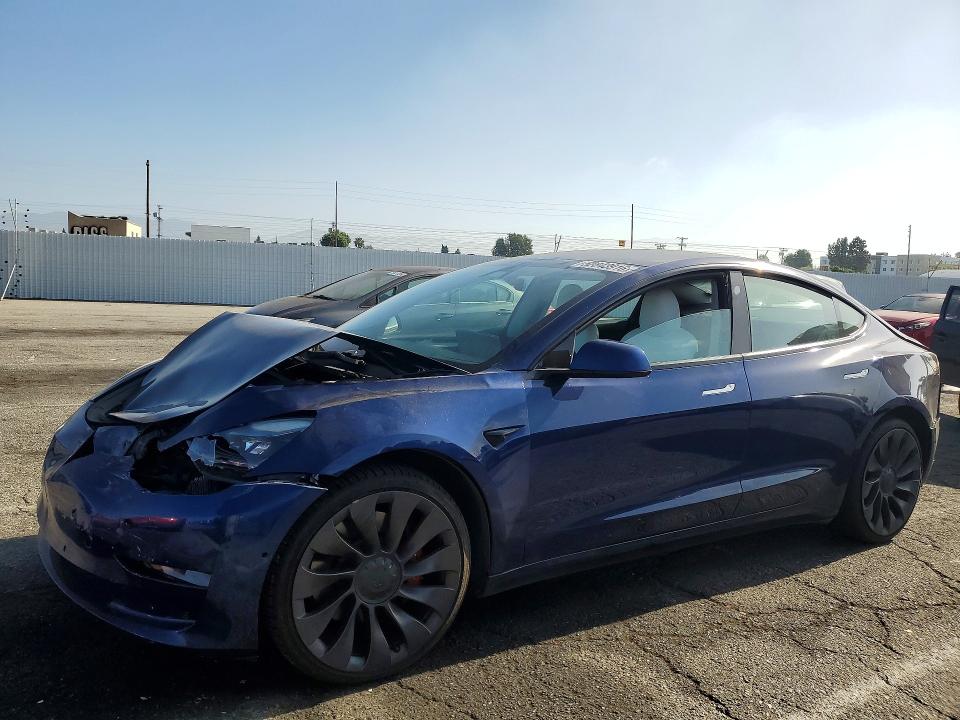 2021 Tesla Model 3 VIN 5YJ3E1EC5MF030819 COPART salvage auction — FRONT END, CA - SALVAGE CERTIFICATE, sold $5,200 on 2026-07-31 (photo 1)