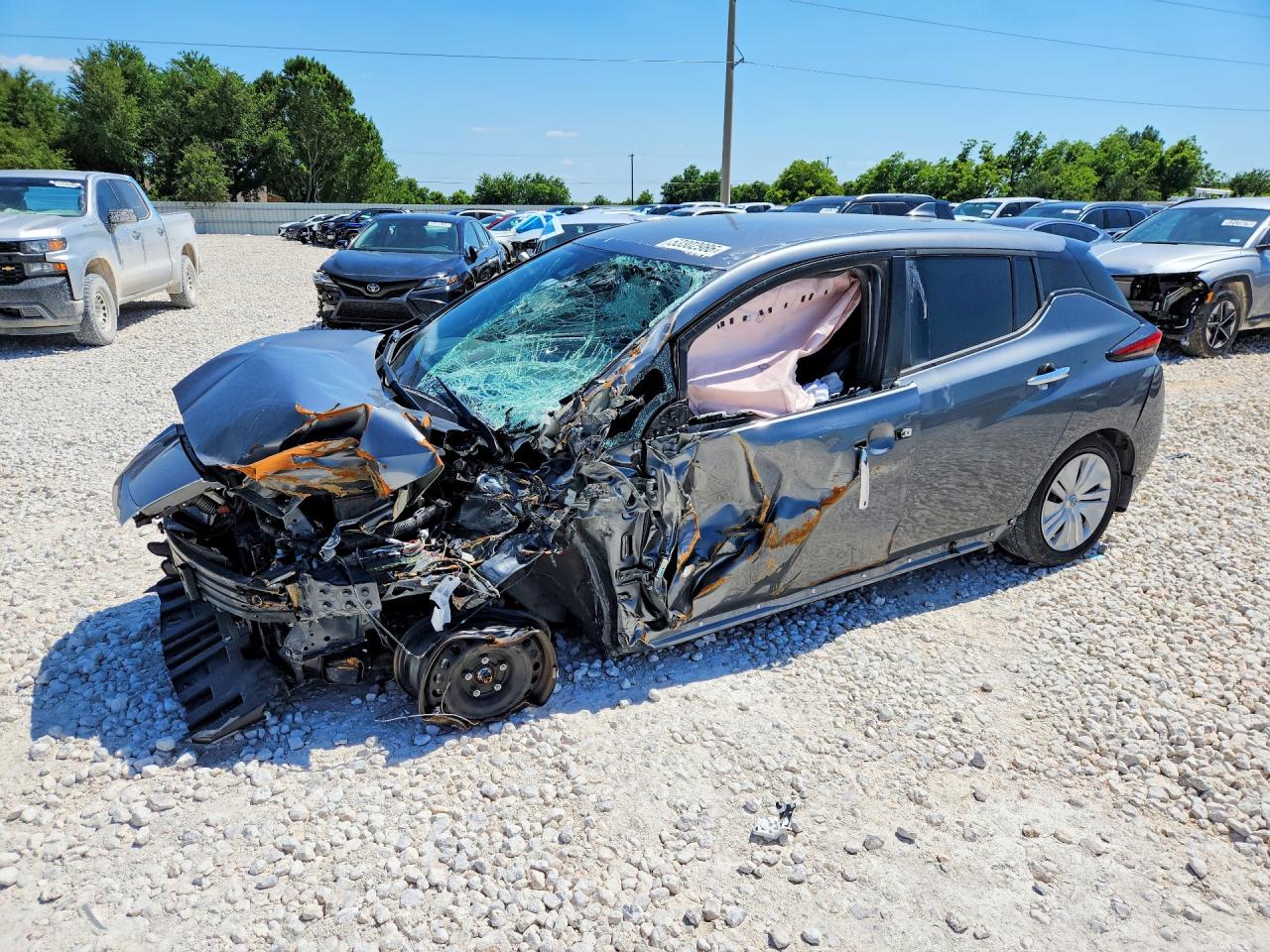 2023 Nissan Leaf VIN 1N4AZ1BV1PC558107 COPART salvage auction — Front End, TX - CERTIFICATE OF TITLE, sold $1,450 on 2026-07-09 (photo 1)