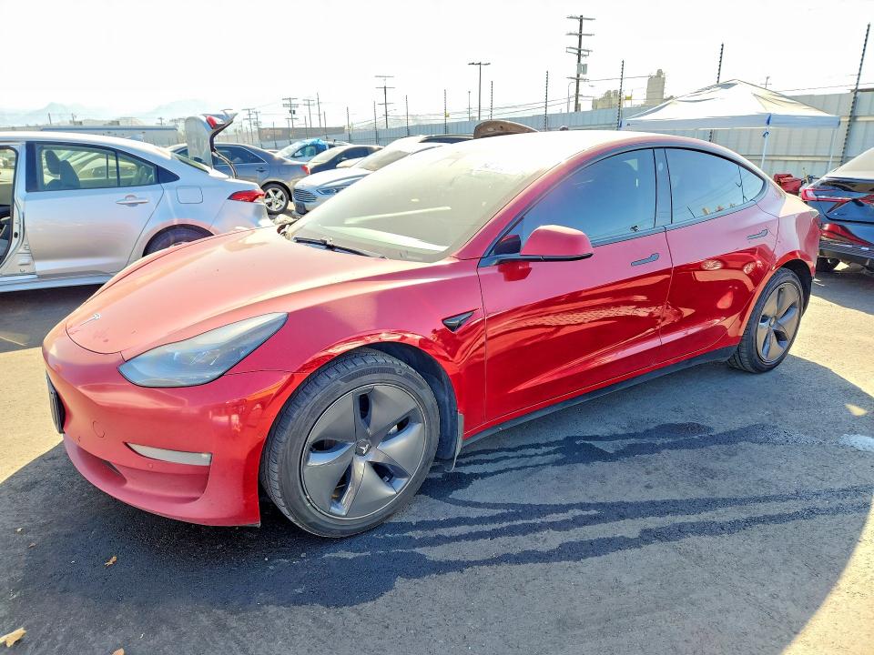 2021 Tesla Model 3 VIN 5YJ3E1EB7MF875470 COPART salvage auction — REAR END, Ca - Salvage Certificate, sold $3,800 on 2026-07-22 (photo 1)