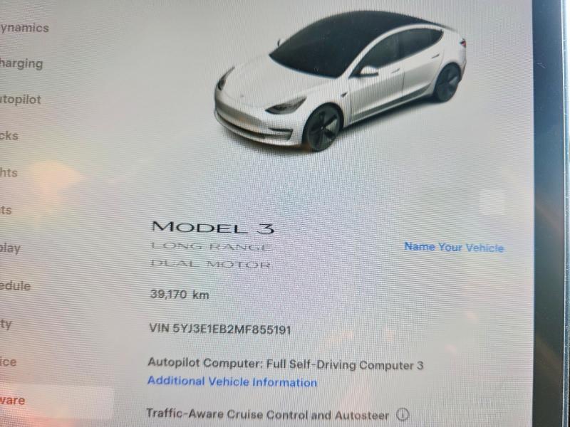 2021 Tesla Model 3 VIN 5YJ3E1EB2MF855191 COPART salvage auction — MECHANICAL, On - Permit No Brand - Unfit, sold $13,500 on 2026-07-09 (photo 9)