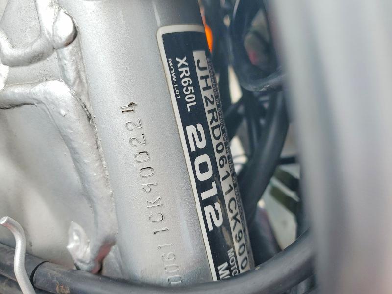 2012 Honda Xr VIN JH2RD0611CK900224 COPART salvage auction — VANDALISM, Sd - Certificate Of Title, sold $1,100 on 2026-07-30 (photo 9)