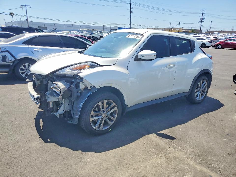 2015 Nissan Juke VIN JN8AF5MR9FT509749 COPART salvage auction — FRONT END, Ca - Salvage Certificate, sold $1,200 on 2026-07-06 (photo 1)