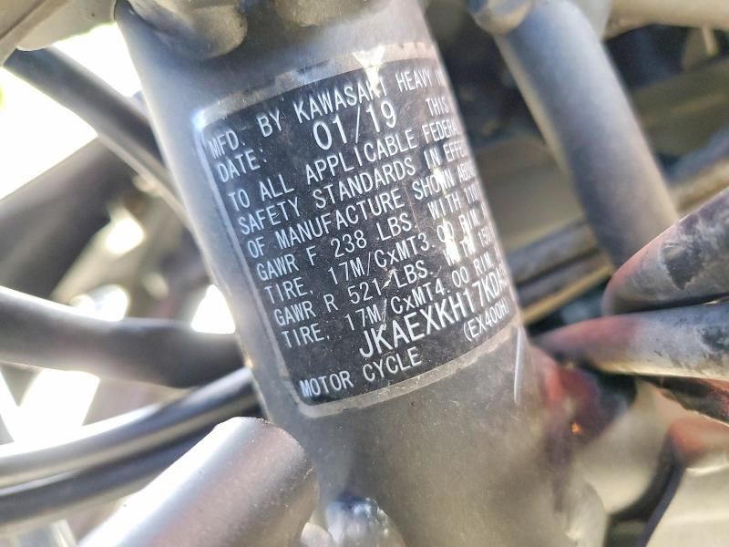 2019 Kawasaki Ex VIN JKAEXKH17KDA39493 COPART salvage auction — SIDE, Ma - Cert Of Title-Salvage, sold $800 on 2026-07-16 (photo 9)