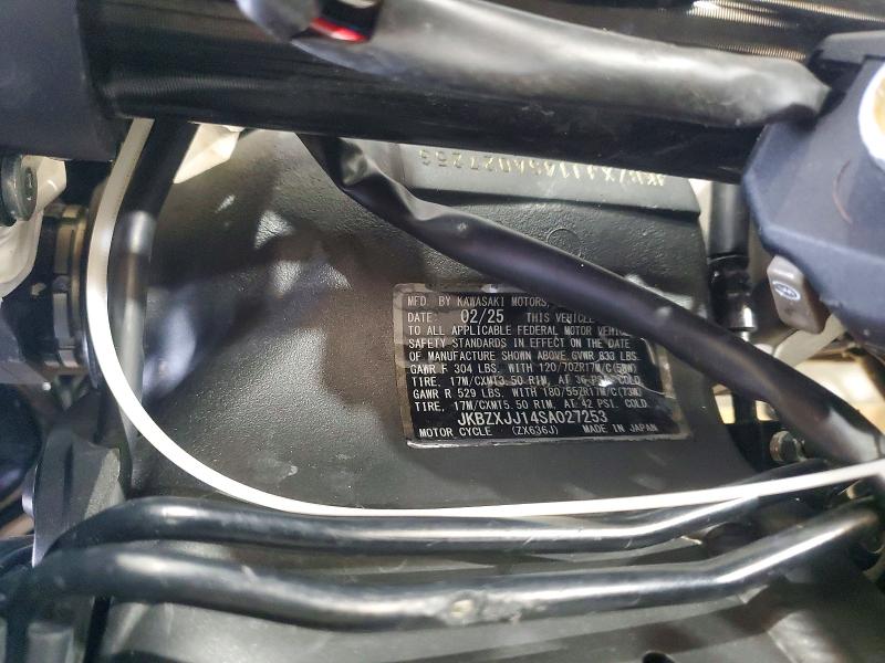 2025 Kawasaki Zx636 VIN JKBZXJJ14SA027253 COPART salvage auction — ALL OVER, WA - BILL OF SALE, sold $1,550 on 2026-07-22 (photo 8)