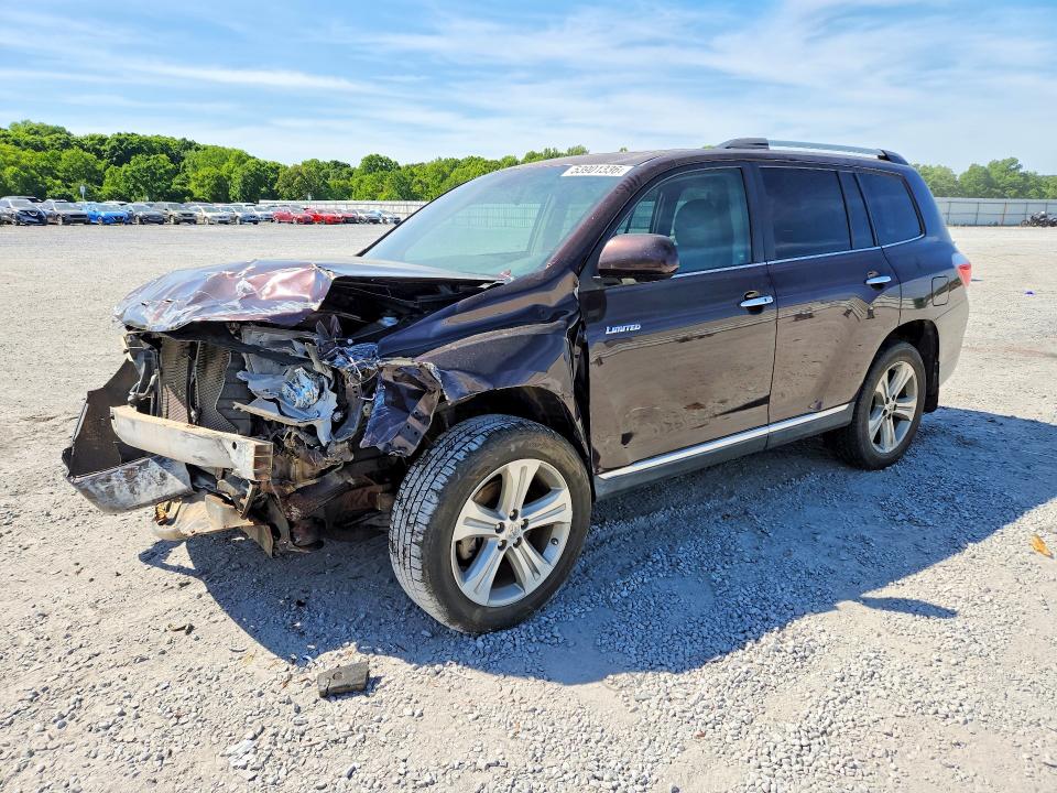 2012 Toyota Highlander VIN 5TDDK3EH9CS109070 COPART salvage auction — FRONT END, Nc - Salvage Certificate Of Title, sold $700 on 2026-07-29 (photo 1)