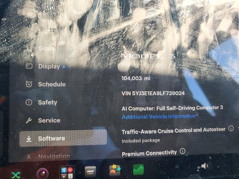 2020 Tesla VIN 5YJ3E1EA9LF739024 COPART salvage auction — FRONT END, Ca - Salvage Certificate, sold $15 on 2026-07-28 (photo 9)