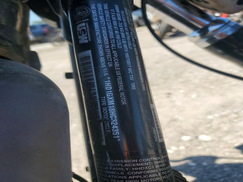 2017 Harley-davidson Street bob VIN 1HD1GXM18HC324351 COPART salvage auction — FRONT END, Ia - Cert Of Title-Salvage Title, sold $750 on 2026-07-09 (photo 9)