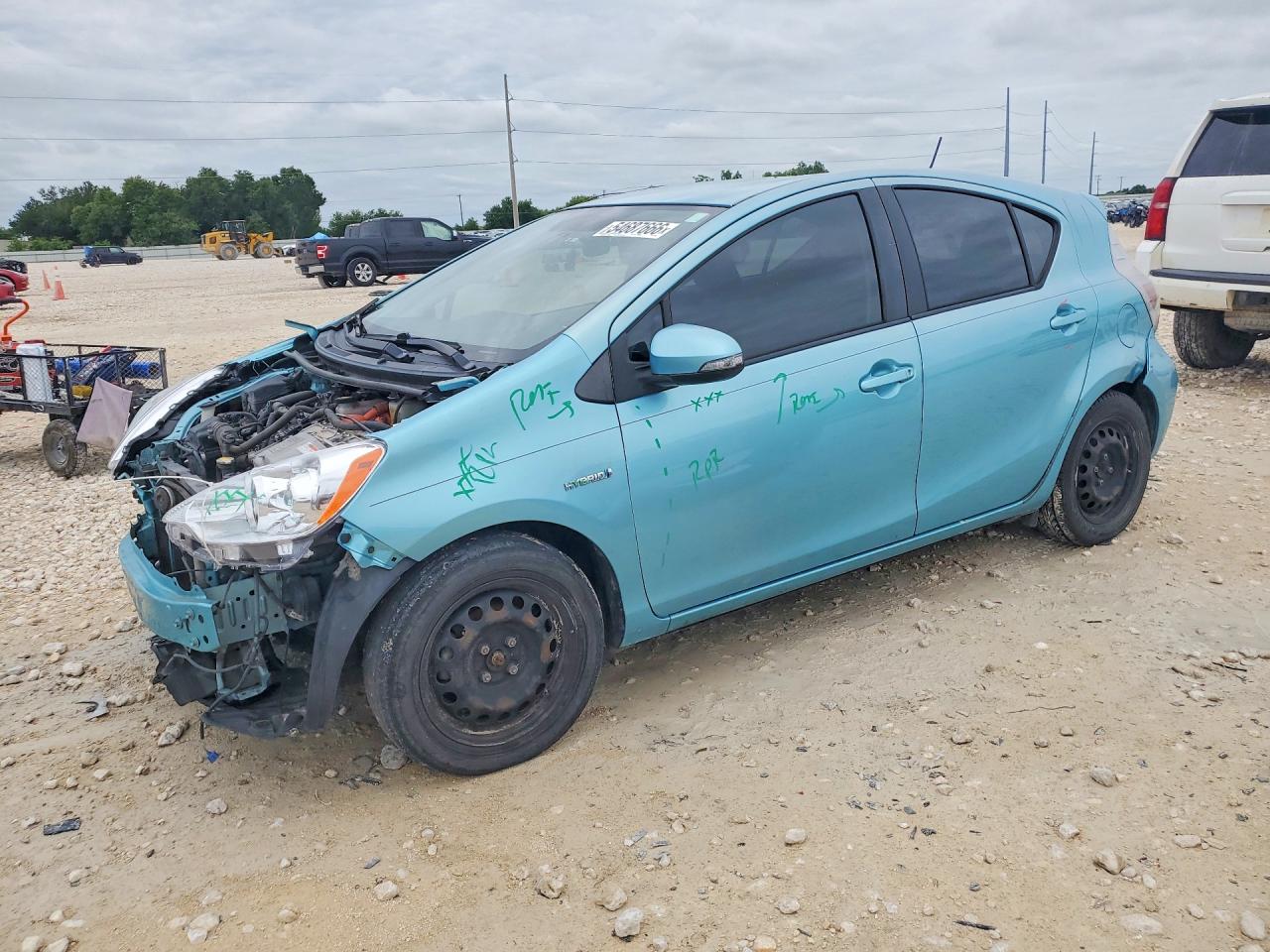 2012 Toyota Prius C VIN JTDKDTB37C1018273 COPART salvage auction — Front End, TX - SALVAGE VEHICLE TITLE (P), sold $475 on 2026-07-09 (photo 1)