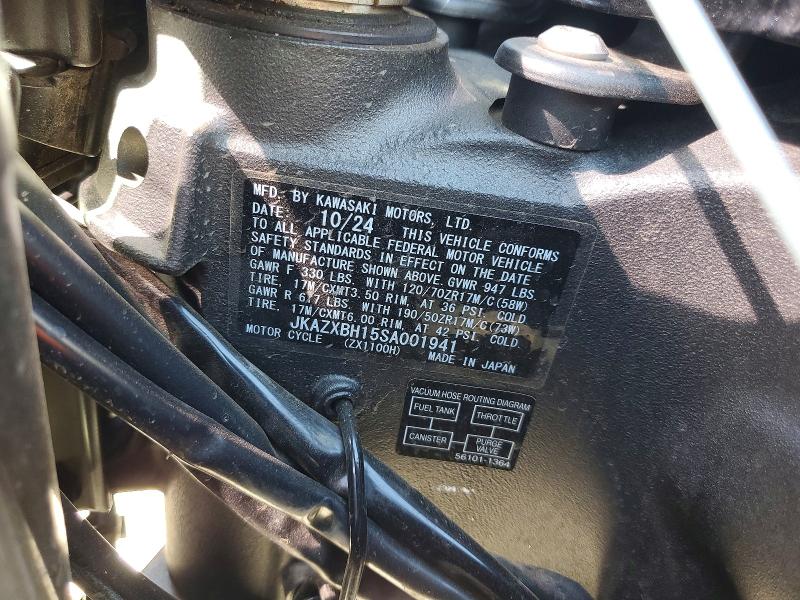 2025 Kawasaki VIN JKAZXBH15SA001941 COPART salvage auction — SIDE, ID - SALVAGE CERTIFICATE OF TITLE, sold $2,250 on 2026-07-30 (photo 9)