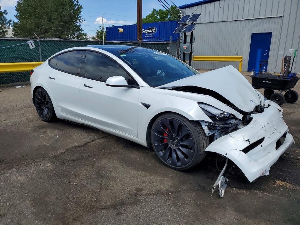 2021 Tesla VIN 5YJ3E1ECXMF926484 COPART salvage auction — FRONT END, Co - Public - Salvage Title, sold $7,300 on 2026-07-23 (photo 4)