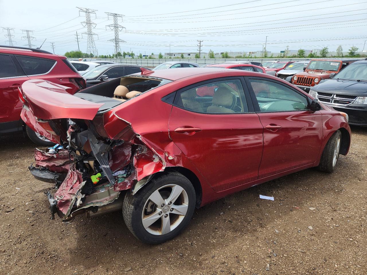 2013 Hyundai Elantra VIN 5NPDH4AE7DH350049 COPART salvage auction — Rear End, IL - SALVAGE CERTIFICATE, sold $625 on 2026-06-30 (photo 3)