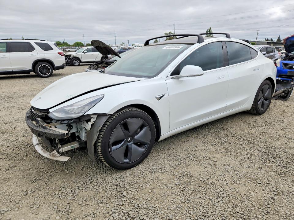 2018 Tesla Model 3 VIN 5YJ3E1EA6JF035196 COPART salvage auction — FRONT END, Or - Salvage Title Certificate, sold $600 on 2026-07-21 (photo 1)