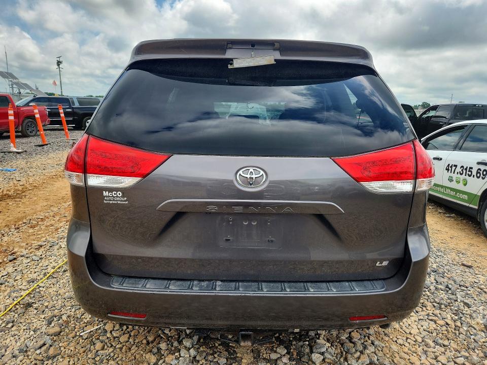 2012 Toyota Sienna VIN 5TDKK3DC0CS196192 COPART salvage auction — HAIL, Mo - Salvage Certificate Of Title, sold $1,450 on 2026-07-08 (photo 6)