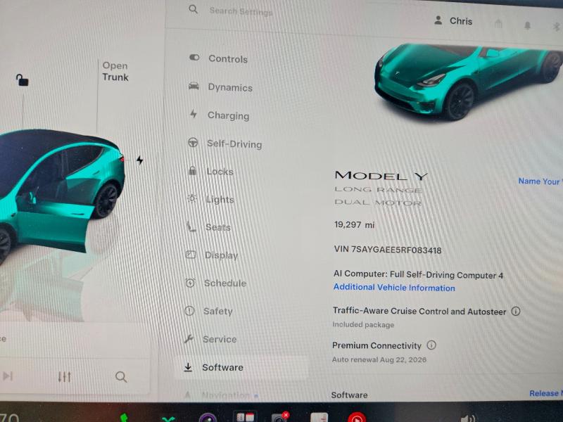 2024 Tesla VIN 7SAYGAEE5RF083418 COPART salvage auction — MINOR DENT/SCRATCHES, Salvage Title, sold $10,200 on 2026-07-29 (photo 9)