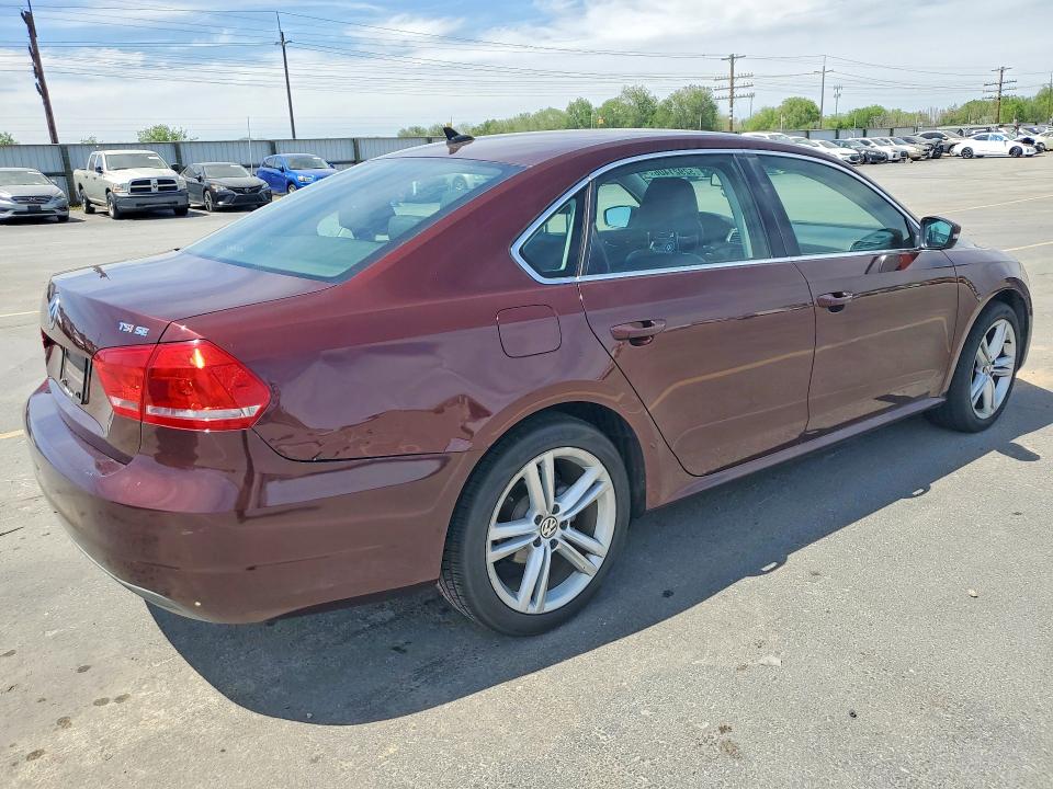 2014 Volkswagen Passat VIN 1VWBS7A3XEC066210 COPART salvage auction — REAR END, Id - Salvage Certificate Of Title, sold $1,200 on 2026-07-23 (photo 3)
