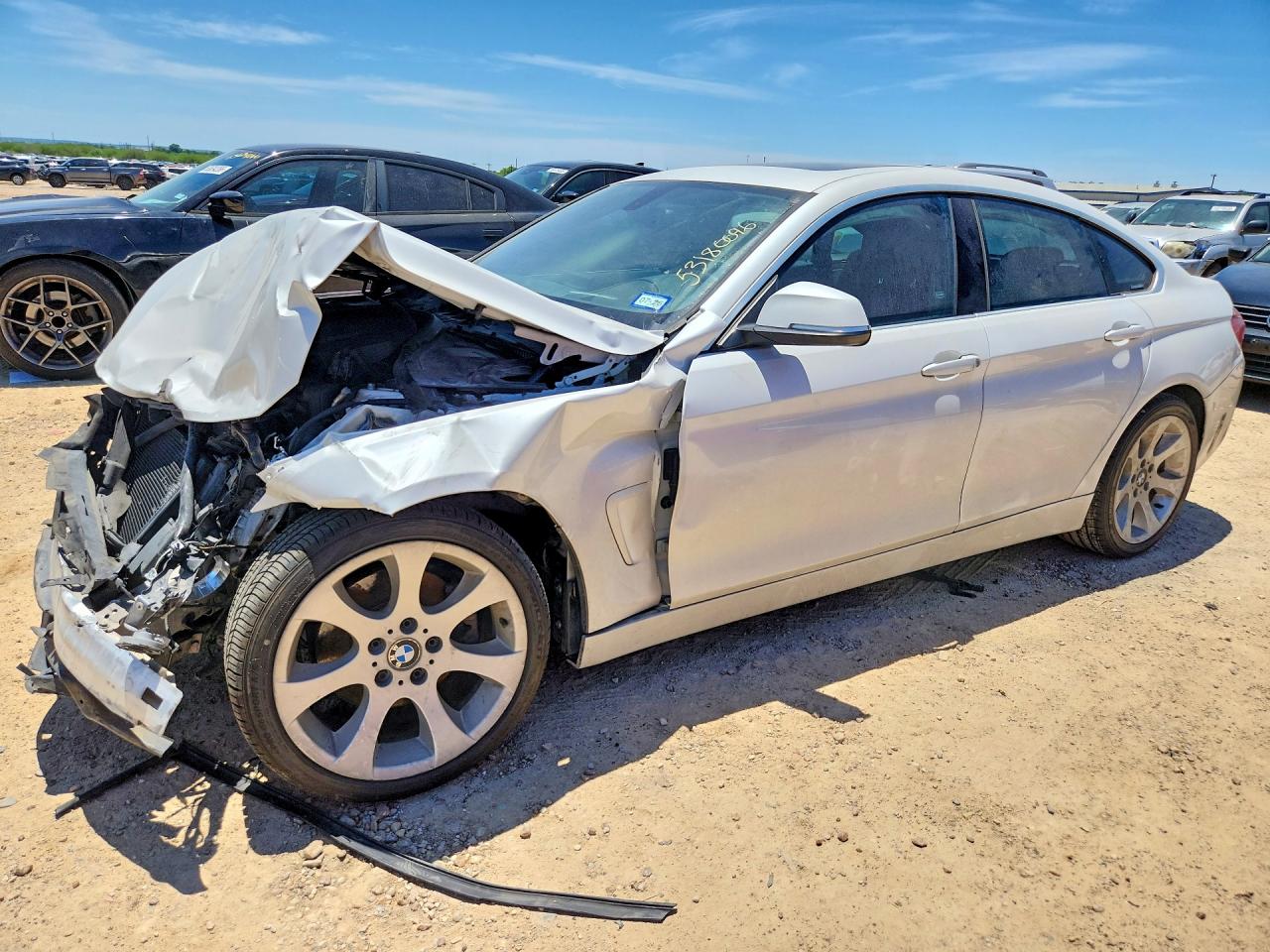 2018 BMW 4 Series VIN WBA4J1C51JBG76295 COPART salvage auction — Front End, TX - SALVAGE VEHICLE TITLE (P), sold $425 on 2026-07-09 (photo 1)