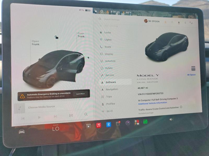 2021 Tesla Model y VIN 5YJYGDEE1MF293733 COPART salvage auction — UNDERCARRIAGE, NV - SALVAGE TITLE, sold $9,500 on 2026-07-22 (photo 9)