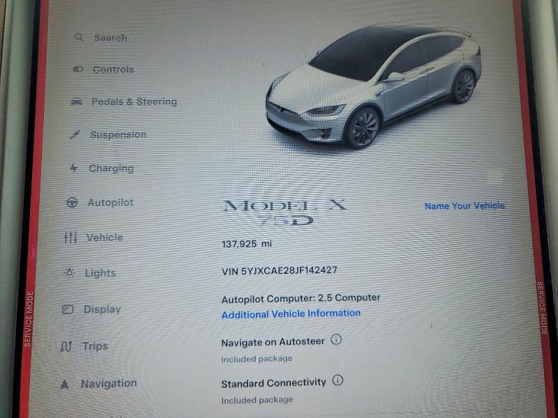 2018 Tesla Model x VIN 5YJXCAE28JF142427 COPART salvage auction — SIDE, Nc - Salvage Certificate Of Title, sold $4,000 on 2026-07-28 (photo 9)