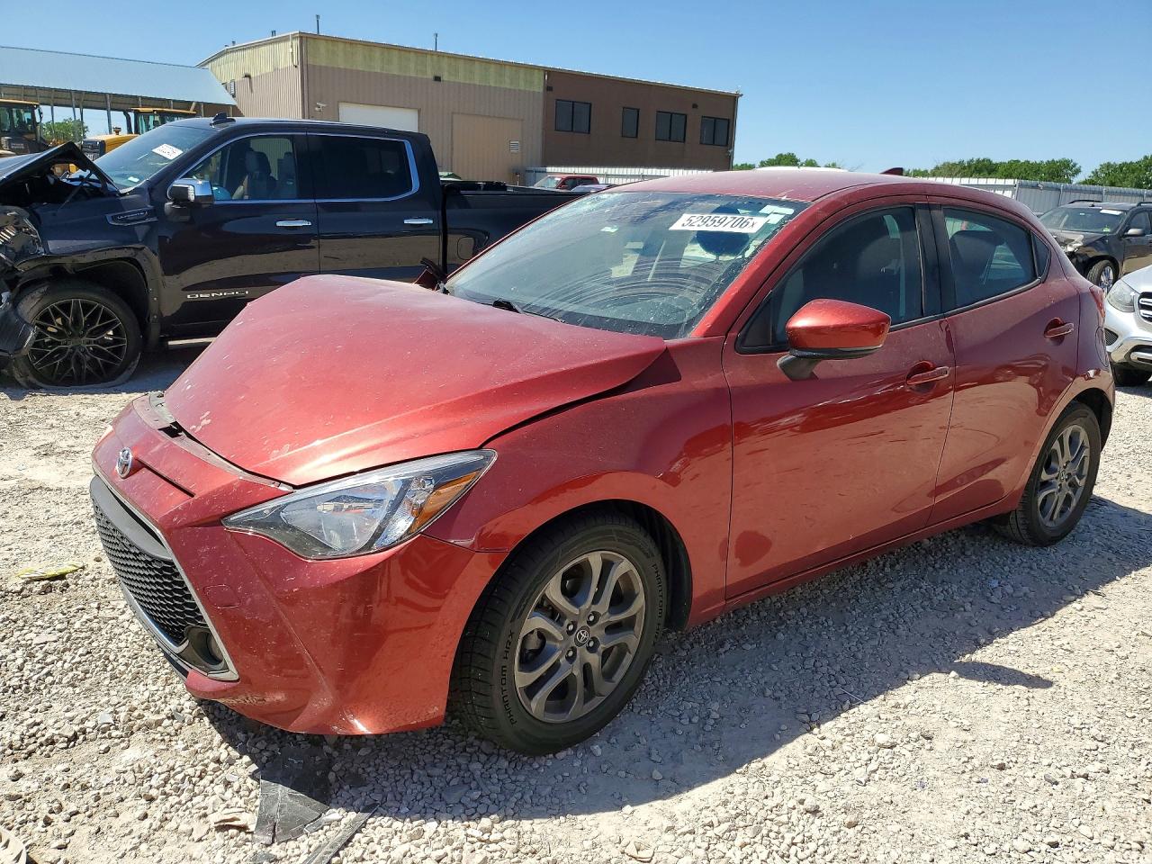 2020 Toyota Yaris VIN 3MYDLBJV9LY706586 COPART salvage auction — Front End, KS - CERT OF TITLE-SALVAGE, sold $2,200 on 2026-07-09 (photo 1)