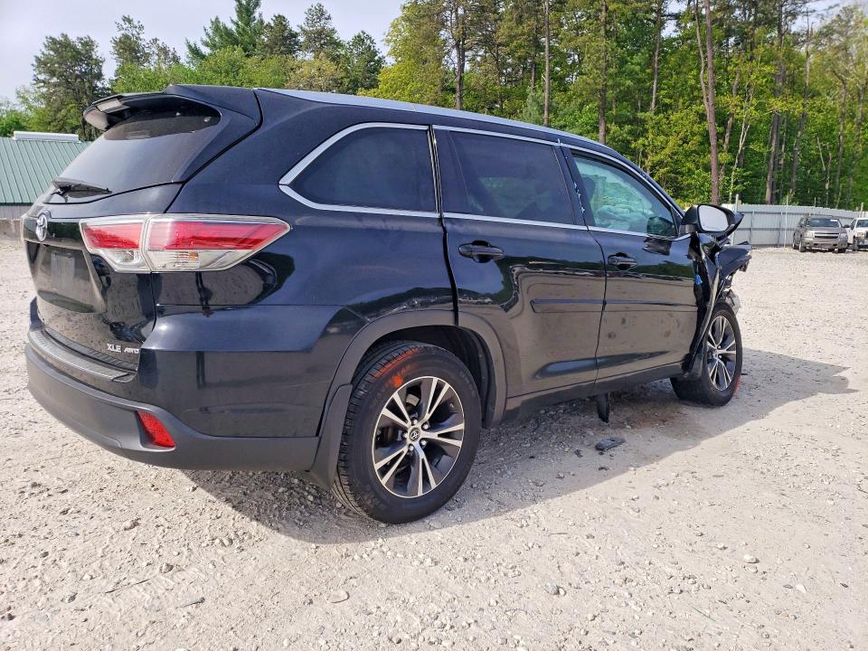 2016 Toyota Highlander VIN 5TDJKRFH1GS289655 COPART salvage auction — FRONT END, Ma - Cert Of Title-Reconstrctd Coll, sold $2,300 on 2026-07-22 (photo 3)