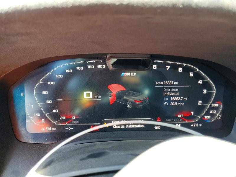 2023 BMW M8 VIN WBSDZ0C0XPCM22524 COPART salvage auction — MECHANICAL, Ca - Dis/Dlr/Exp Only Clean Title (P), sold $53,500 on 2026-07-23 (photo 9)