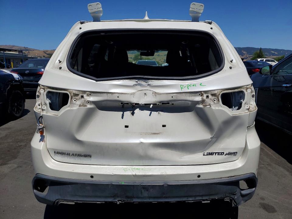 2015 Toyota Highlander VIN 5TDDKRFH1FS103446 COPART salvage auction — REAR END, Ca - Salvage Certificate, sold $9,100 on 2026-07-14 (photo 6)