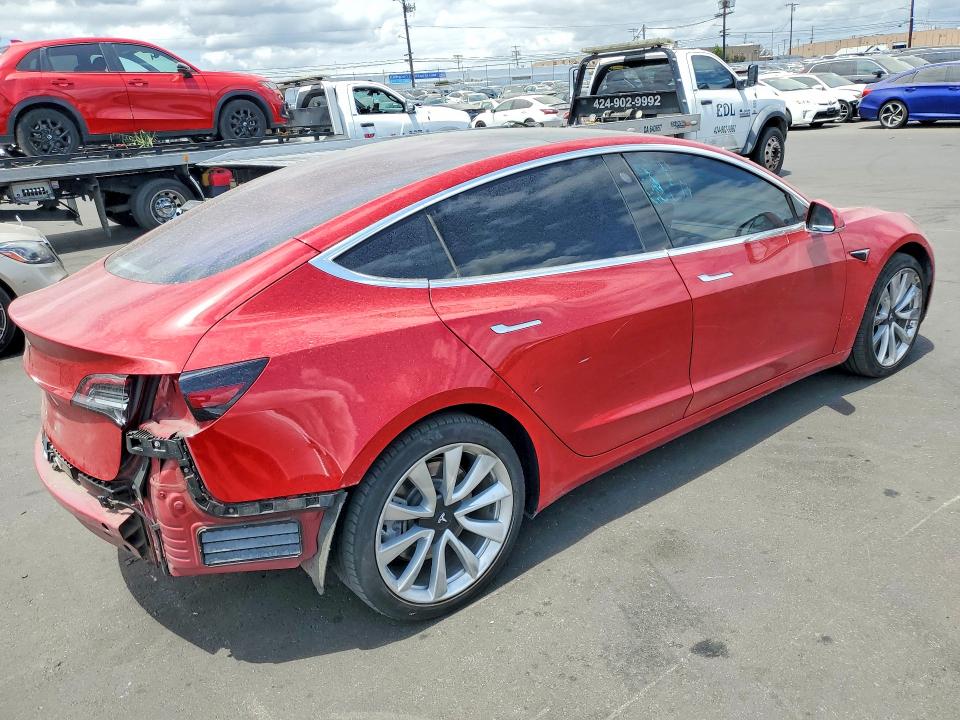 2018 Tesla Model 3 VIN 5YJ3E1EA0JF024470 COPART salvage auction — REAR END, Ca - Salvage Certificate, sold $6,100 on 2026-07-13 (photo 3)