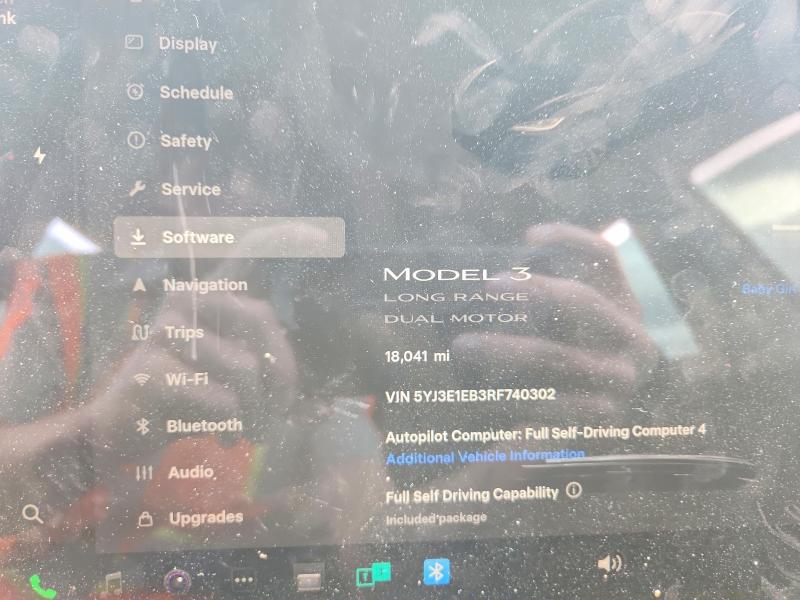 2024 Tesla Model 3 VIN 5YJ3E1EB3RF740302 COPART salvage auction — FRONT END, Tx - Certificate Of Title, sold $15,900 on 2026-07-20 (photo 9)